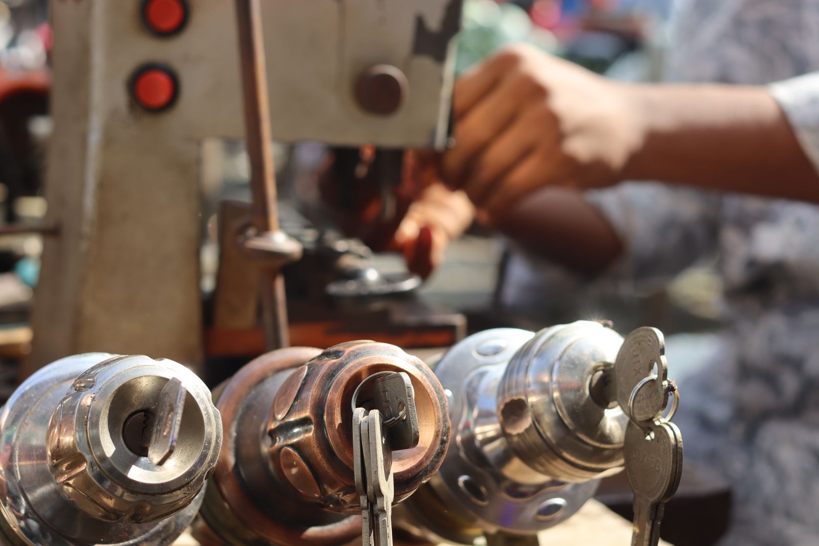 House and business keys being cut on a key-duplicating machine